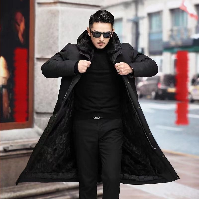 Férfi lóbőr kabát szőrmés béléssel, kapucnival, levehető belső bélés, vastag fleece bélés, plusz méret