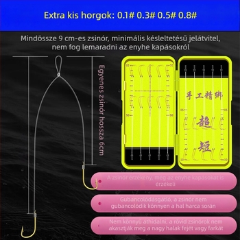 15 cm-es ultra rövid alhálózati készlet kettős horoggal, arany hüvelyű horoggal pontyhorgászathoz