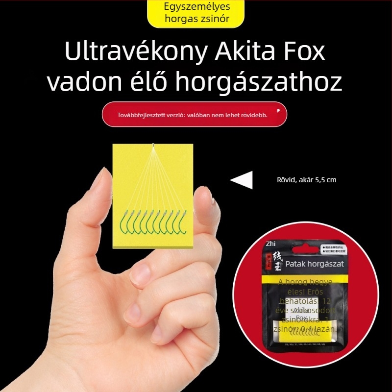 5,5 cm Akita Fox készlet: kötött alhálóval ellátott egyes horog, rövid megkötött horog vad keszeghez – teljes horogkészlet