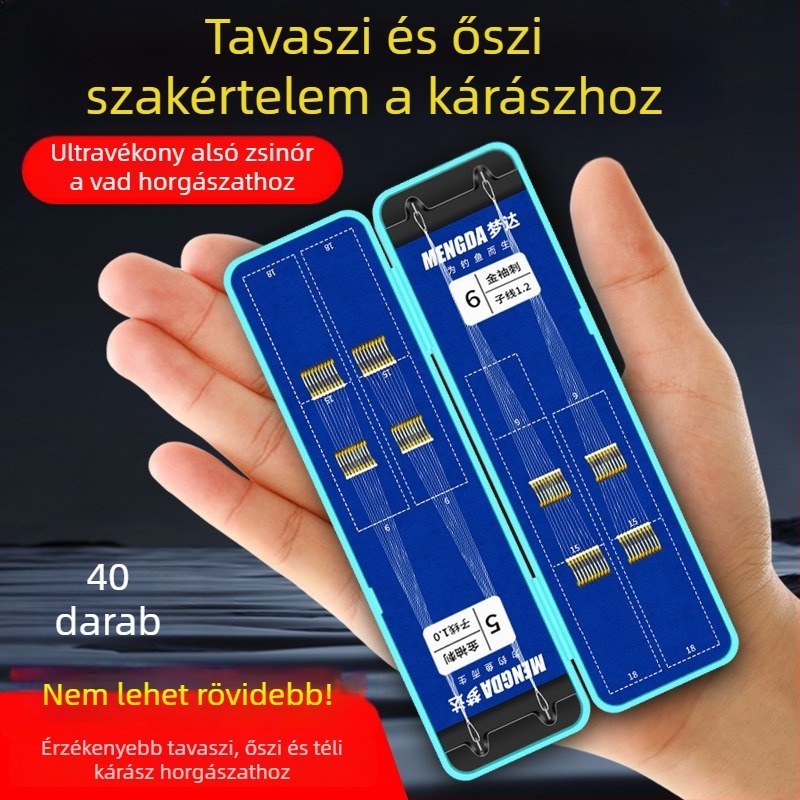 40 darabos dobozos arany színű horogok kettős horoggal – készlet vadvízi horgászathoz