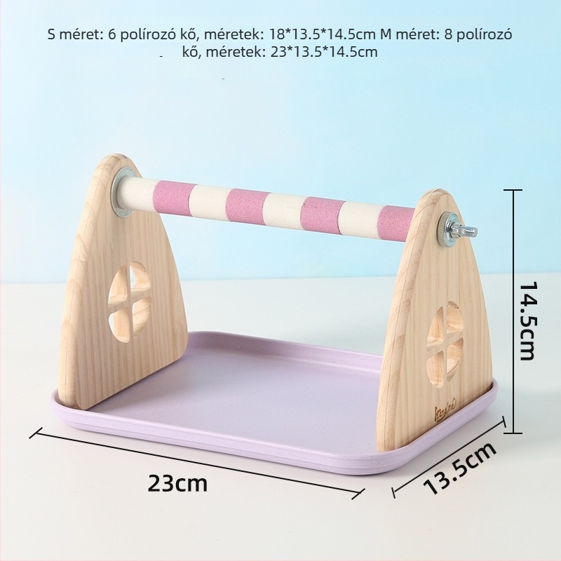 Fenyőből készült papagájállvány – asztali, kis- és közepes papagájok számára, könnyen tisztítható tálca