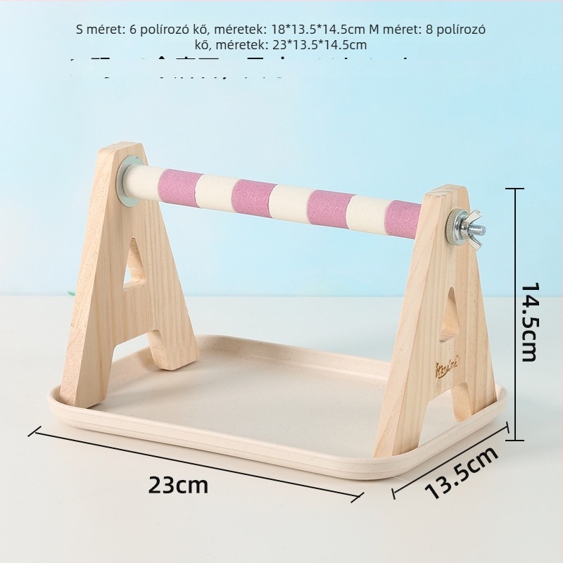 Fenyőből készült papagájállvány – asztali, kis- és közepes papagájok számára, könnyen tisztítható tálca