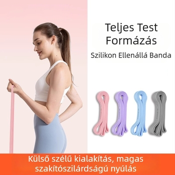 Szilikonból készült ellenállás-szalag erőnléti edzéshez — otthoni edzés és jóga; célzott területek: fenék, lábak és hát; anyag: szilikon