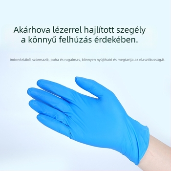Élelmiszer-minőségű nitril egyszer használatos kesztyűk, sav- és bázisállóak, vastagabb gumiból, antistatikusak, laboratóriumi és vegyipari üzemek számára