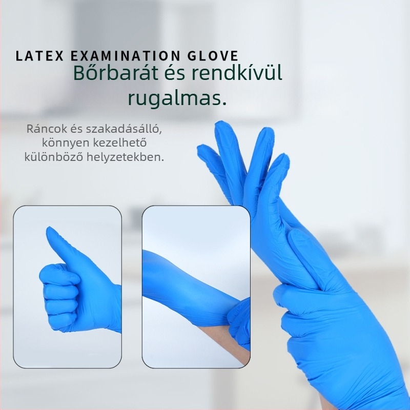Élelmiszer-minőségű nitril egyszer használatos kesztyűk, sav- és bázisállóak, vastagabb gumiból, antistatikusak, laboratóriumi és vegyipari üzemek számára