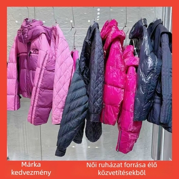Női téli pehelykabát koreai stílusban, álló gallérral, vastag, normál szabás, nagy méret, középhosszú 50-65 cm, hosszú ujjú, 90%+ fehér kacsa pehely, anyag: poliészter