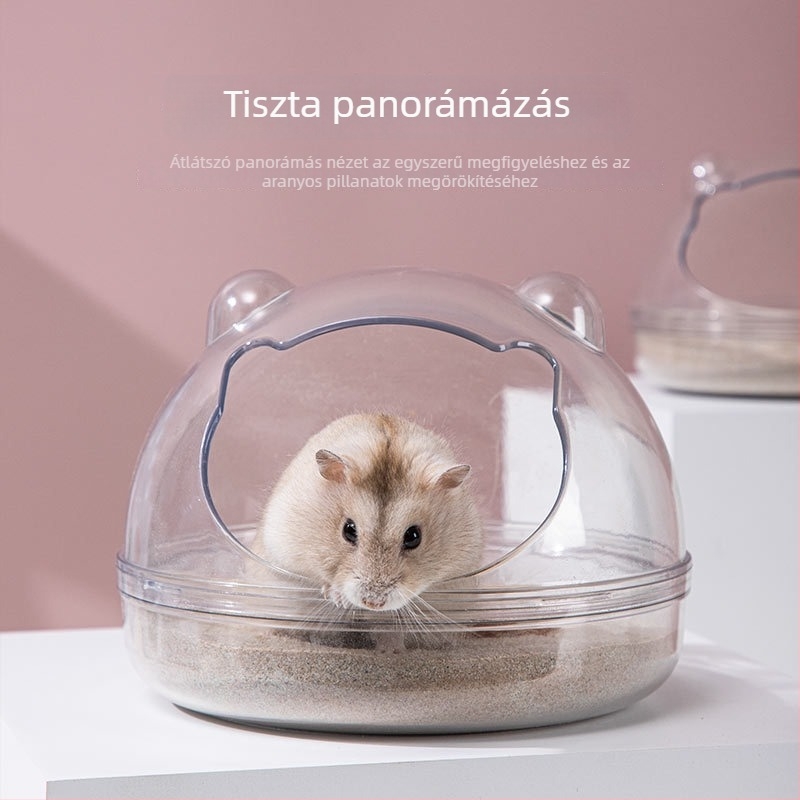 Hörcsög fürdőszobai kiegészítő – Átlátszó panorámás fürdőedény, műanyag (Márka: Chengxi; Kategória: Pet food utensils)