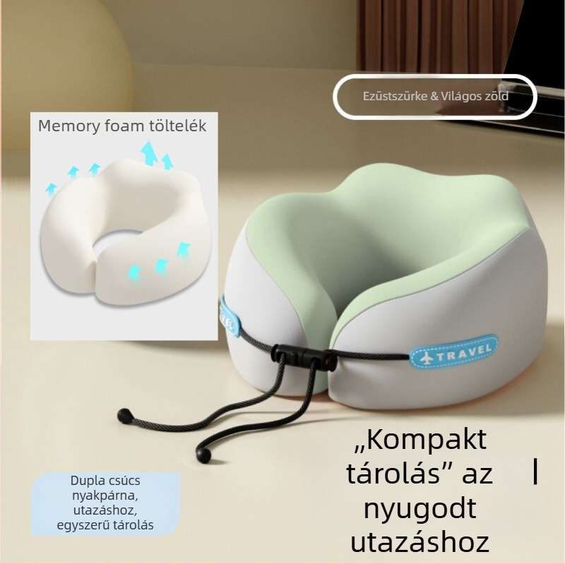 mainyer U-alakú utazó párna memóriahab töltettel, Ice Silk huzat, modern minimalist stílus, felnőtteknek