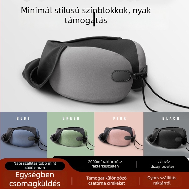 Wabin Pipe Utazó nyakpárna – U-alakú memóriahab, poliészter huzat, felnőtteknek