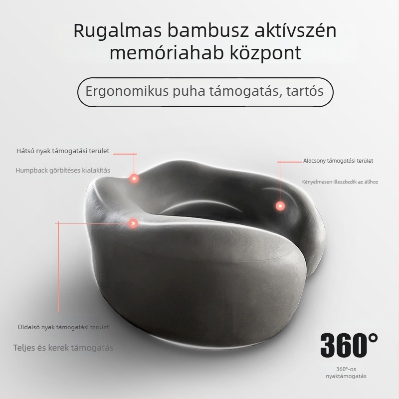 Wabin Pipe Utazó nyakpárna – U-alakú memóriahab, poliészter huzat, felnőtteknek