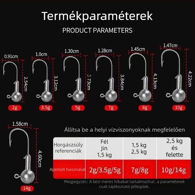 Ólomfejű horgászcsali készlet puha farokkal és éles, megerősített horogokkal