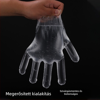 Hongdile egyszer használatos PE kesztyűk, átlátszó, csúszásmentes, vastagság 0,9, ételek kiszállításához