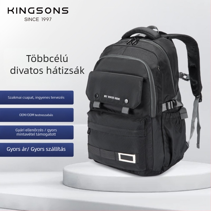 Iskolai hátizsák nagy kapacitású, könnyű, vízálló, dupla vállpántokkal, cipzáros nyitás, több belső zsebbel; 20–35L, poliészter