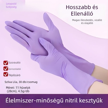 Nitril konyhai kesztyűk, vastagított, egyszer használatos, olajálló, mosogatáshoz és tisztításhoz