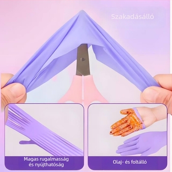 Nitril konyhai kesztyűk, vastagított, egyszer használatos, olajálló, mosogatáshoz és tisztításhoz