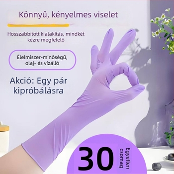 Nitril konyhai kesztyűk, vastagított, egyszer használatos, olajálló, mosogatáshoz és tisztításhoz