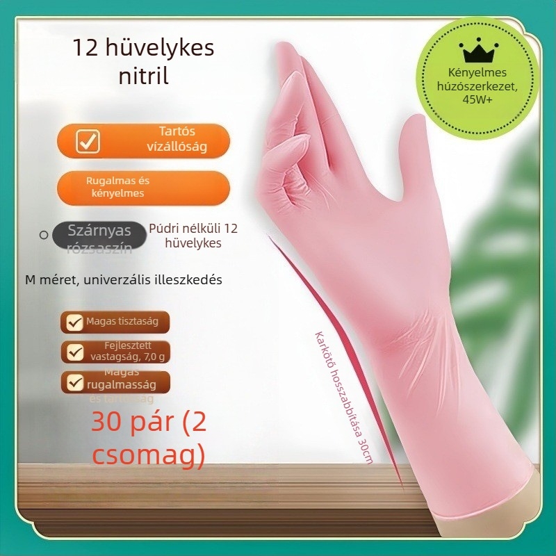 Nitril konyhai kesztyűk, vastagított, egyszer használatos, olajálló, mosogatáshoz és tisztításhoz