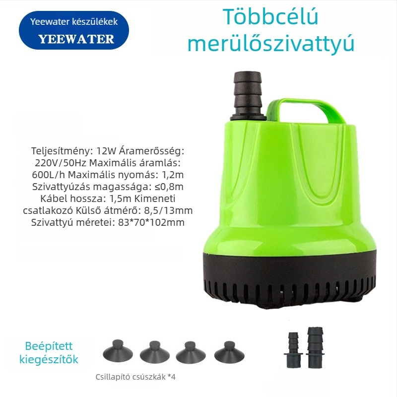 Merülő vízszivattyú akváriumhoz és halastóhoz, keringtető szivattyú alsó szívófejjel