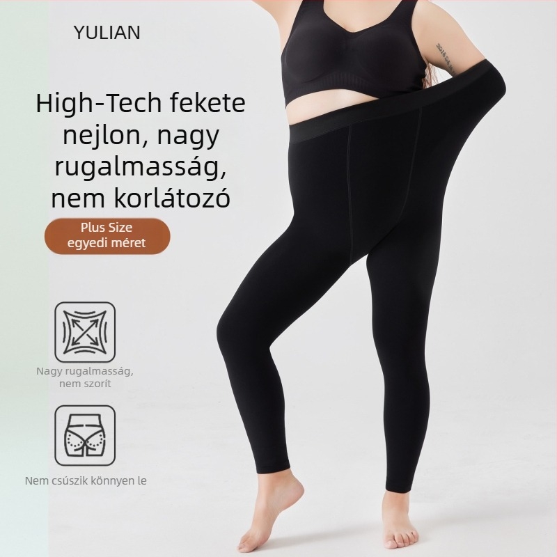 Plusz méretű harisnyanadrág nőknek, 9/10 hosszúságú, testszínű, fleece-béléssel, ősz-téli