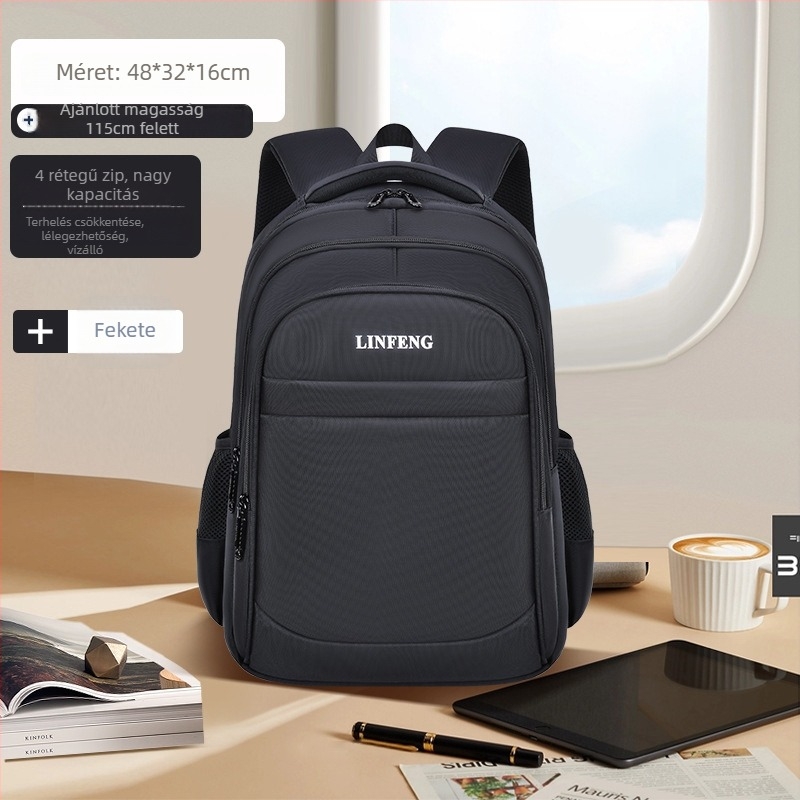 Laptop hátizsák, Oxford anyagból, uniszex, légáteresztő és vízálló, ultrakönnyű, görbült vállpánt