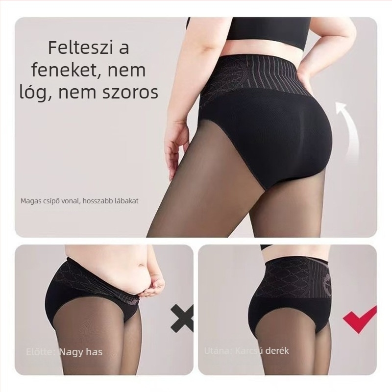 Plusz méretű harisnyanadrág a lábak illúziójával, nőknek, tavasz-ősz, fekete, ultra átlátszó, fenékemelő