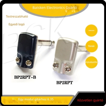 1/4'' TS mono audio dugó, derékszögű, sík burkolat, két vezető, réz érintkezők, tűzálló. Modell BP2RPT/BP2RPT-B