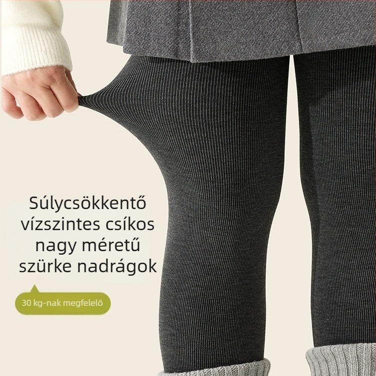 Plusz méretű függőleges csíkos harisnyanadrág, pamut, vastag, légáteresztő, formázó