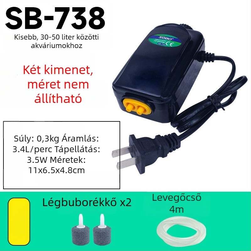 Akvarisztikai oxigénpumpa — Ultra-halk aerátor, Magas teljesítményű oxigénellátás, Kompakt otthoni használatra