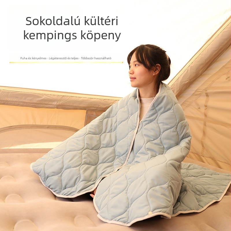 Kempingezéshez hordozható hálózsák-köpeny, vastag, szélálló, hidegálló, Qingao