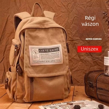 Vászon hátizsák férfiaknak, nagy kapacitású, utcai stílus, egyetemi és középiskolai használatra