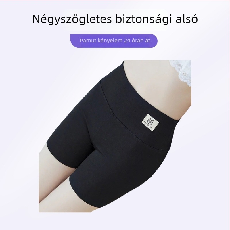 Női 100% pamut biztonsági rövidnadrág nyárra, magas derék, haskontroll, fenékemelés, plusz méret, 3/4 hossz, ágyék rész 100% pamut