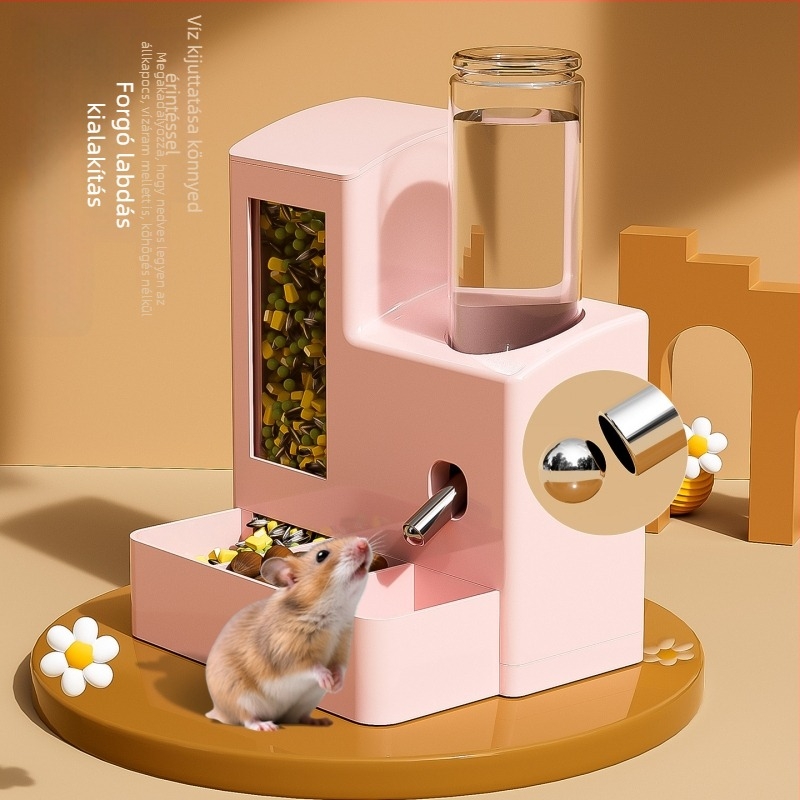 Hamster automata etető és vízadagoló, szivárgásmentes, minden egyben, műanyag, Huameilong márka, háziállat-kiegészítők