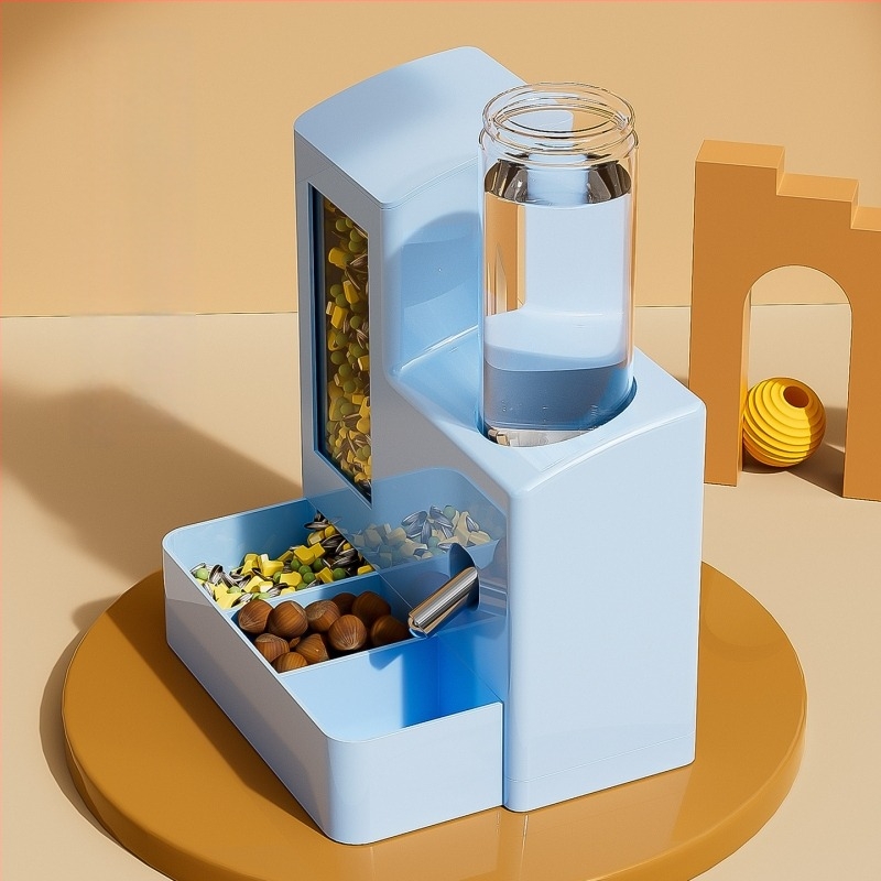 Hamster automata etető és vízadagoló, szivárgásmentes, minden egyben, műanyag, Huameilong márka, háziállat-kiegészítők