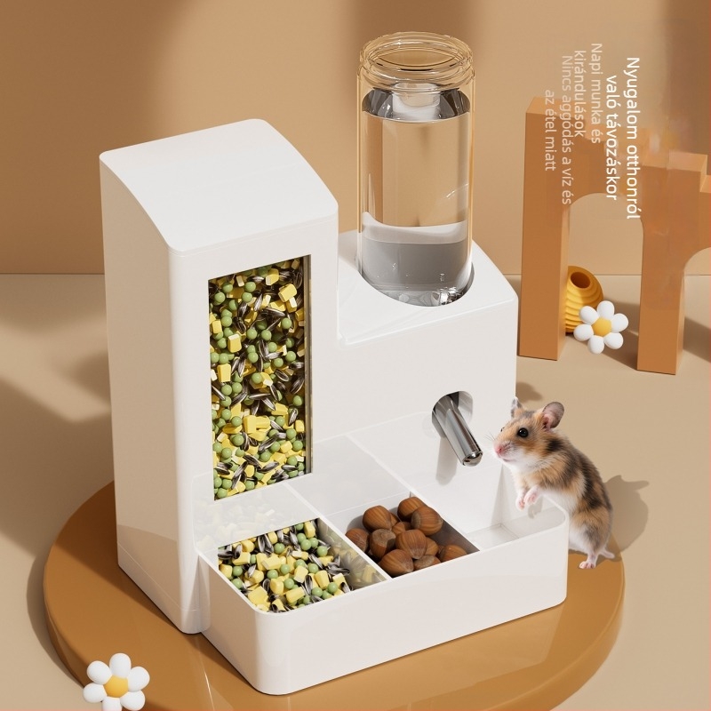 Hamster automata etető és vízadagoló, szivárgásmentes, minden egyben, műanyag, Huameilong márka, háziállat-kiegészítők