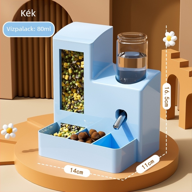 Hamster automata etető és vízadagoló, szivárgásmentes, minden egyben, műanyag, Huameilong márka, háziállat-kiegészítők