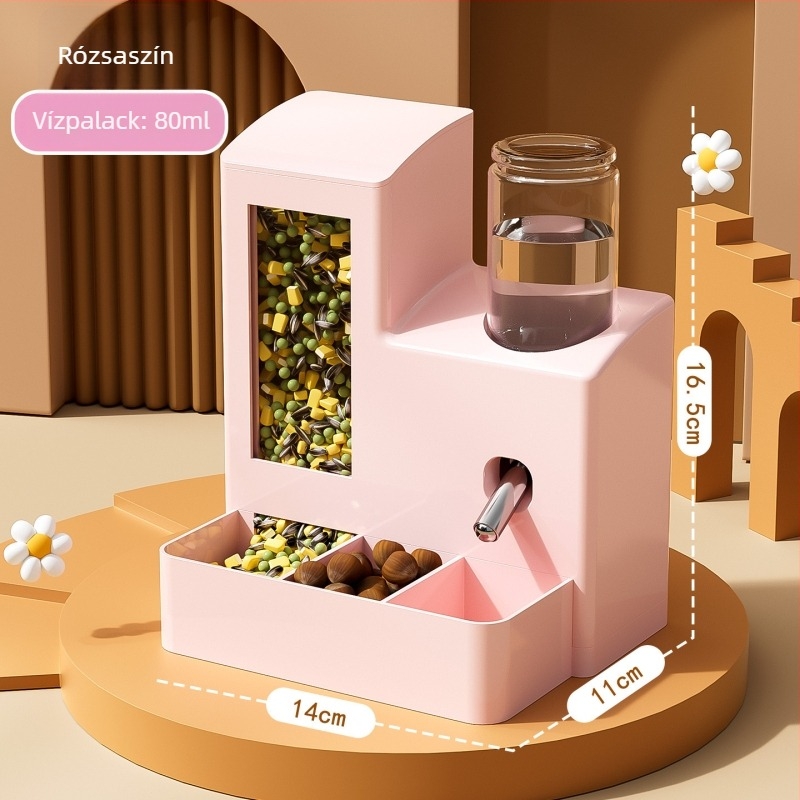 Hamster automata etető és vízadagoló, szivárgásmentes, minden egyben, műanyag, Huameilong márka, háziállat-kiegészítők