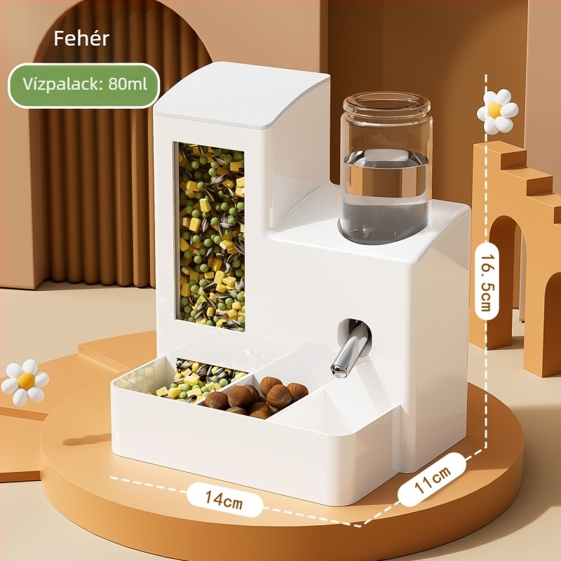 Hamster automata etető és vízadagoló, szivárgásmentes, minden egyben, műanyag, Huameilong márka, háziállat-kiegészítők
