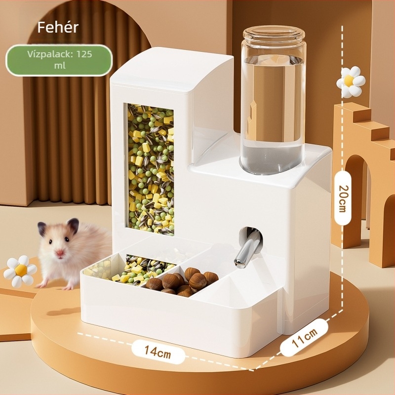 Hamster automata etető és vízadagoló, szivárgásmentes, minden egyben, műanyag, Huameilong márka, háziállat-kiegészítők