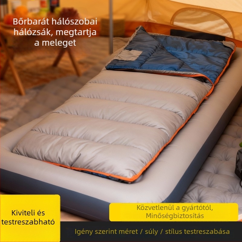 Envelope-stílusú alvózsák kempingezéshez – ultra-könnyű, meleg, hordozható felnőtteknek; 720 g, töltet 100 g/m2, bélés 210 poliészter, vízálló poliészter anyag 290