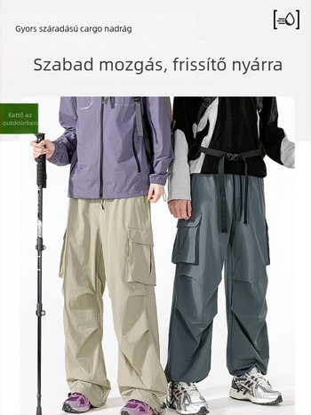 Uniszex gyorsan száradó túranadrág, 90% nylon, 10% spandex, magas derekú, elasztikus húzózsinórral, ideális tavaszra, nyárra és őszre