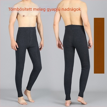 Férfi meleg gyapjú nadrág, dupla réteg, magas derék, karcsú fazon, vastag anyag