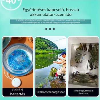 Kompakt akváriumi oxigénpumpa, újratölthető mini levegőztető halaknak, teljesen automata és csendes otthoni használatra