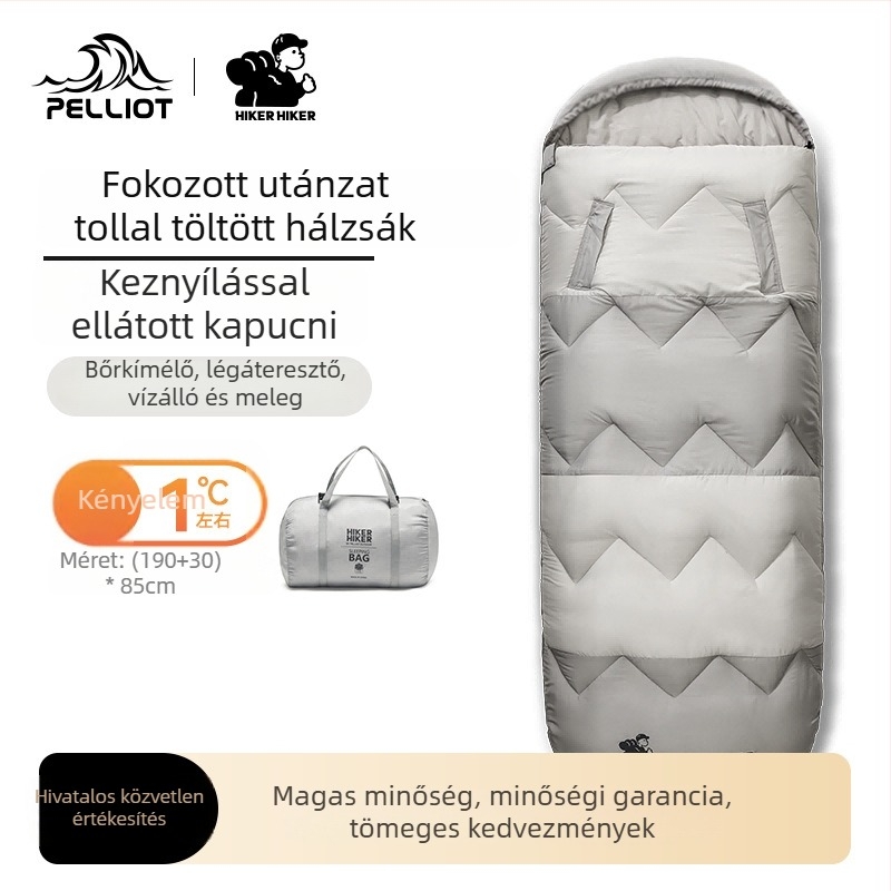 Kültéri alvózsák külső használatra, töltet: utánzott pehely pamut, bélés: tiszta mosott pamut, anyag: 210T, boríték-formátumú kialakítás, 2,2 kg