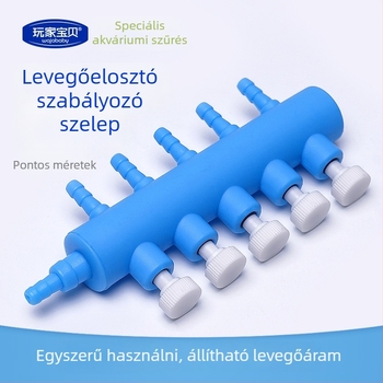 Akváriumi oxigénpumpa kiegészítők: levegőcső elosztóval és szeleppel, állítható kapcsolóval, súly 50 g