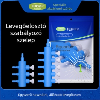 Akváriumi oxigénpumpa kiegészítők: levegőcső elosztóval és szeleppel, állítható kapcsolóval, súly 50 g