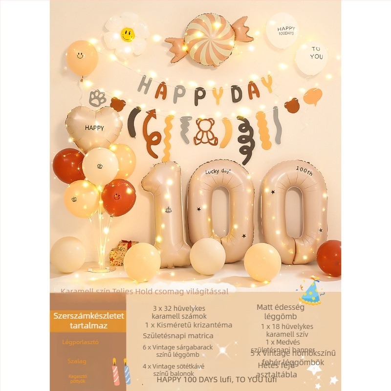 Számozott díszítő lufik — fényes latex-alumínium filmből készült balonok születésnapra (logó nélkül)