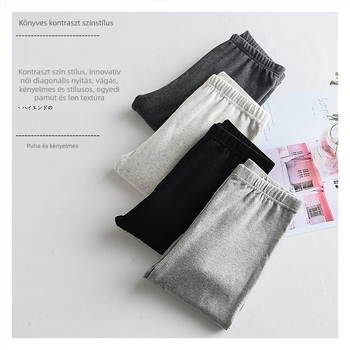 Egyrészes pamut bokáig érő leggings, egyszínű, vastag anyag, magas rugalmasság, melegen tart, 90–95% pamut