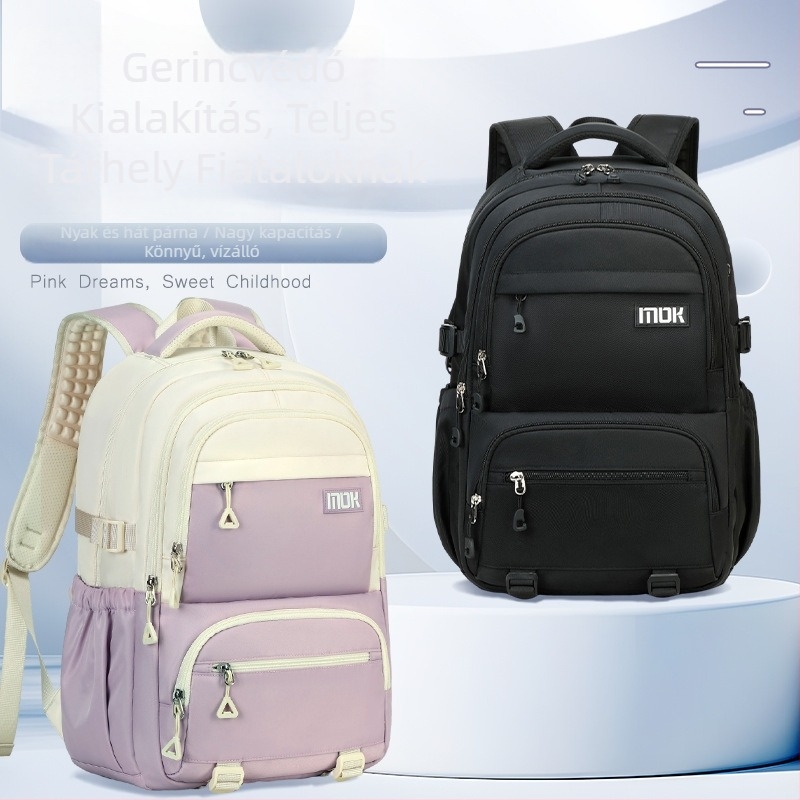 Középiskolás hátizsák – nagy kapacitású, ultra könnyű, vízálló, gerincvédővel, kopásálló, városi minimalist stílus