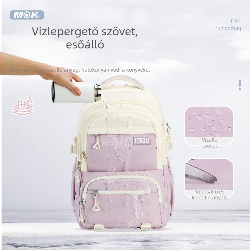 Középiskolás hátizsák – nagy kapacitású, ultra könnyű, vízálló, gerincvédővel, kopásálló, városi minimalist stílus