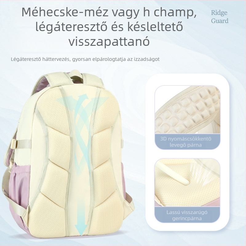 Középiskolás hátizsák – nagy kapacitású, ultra könnyű, vízálló, gerincvédővel, kopásálló, városi minimalist stílus